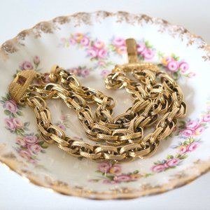 Monet Vintage Gold Tone Multi-strand Link Bracelet